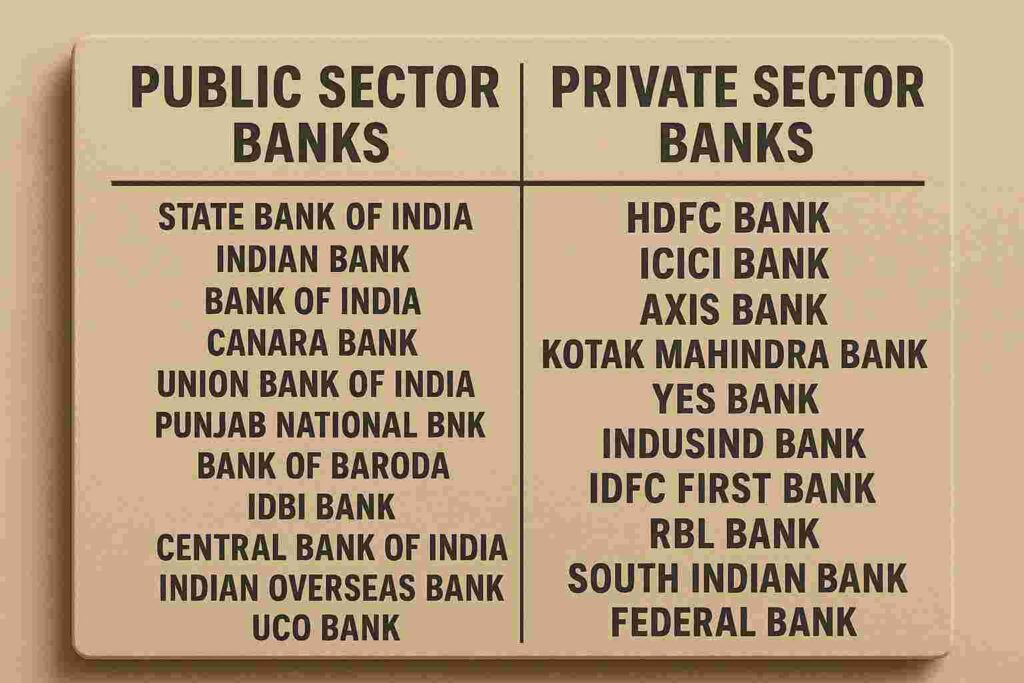बँकिंग व्यवस्था - सार्वजनिक आणि खाजगी क्षेत्रातील बँका
