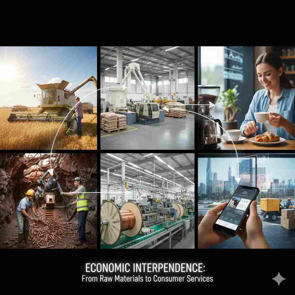 ३ क्षेत्रांचे परस्परावलंबन