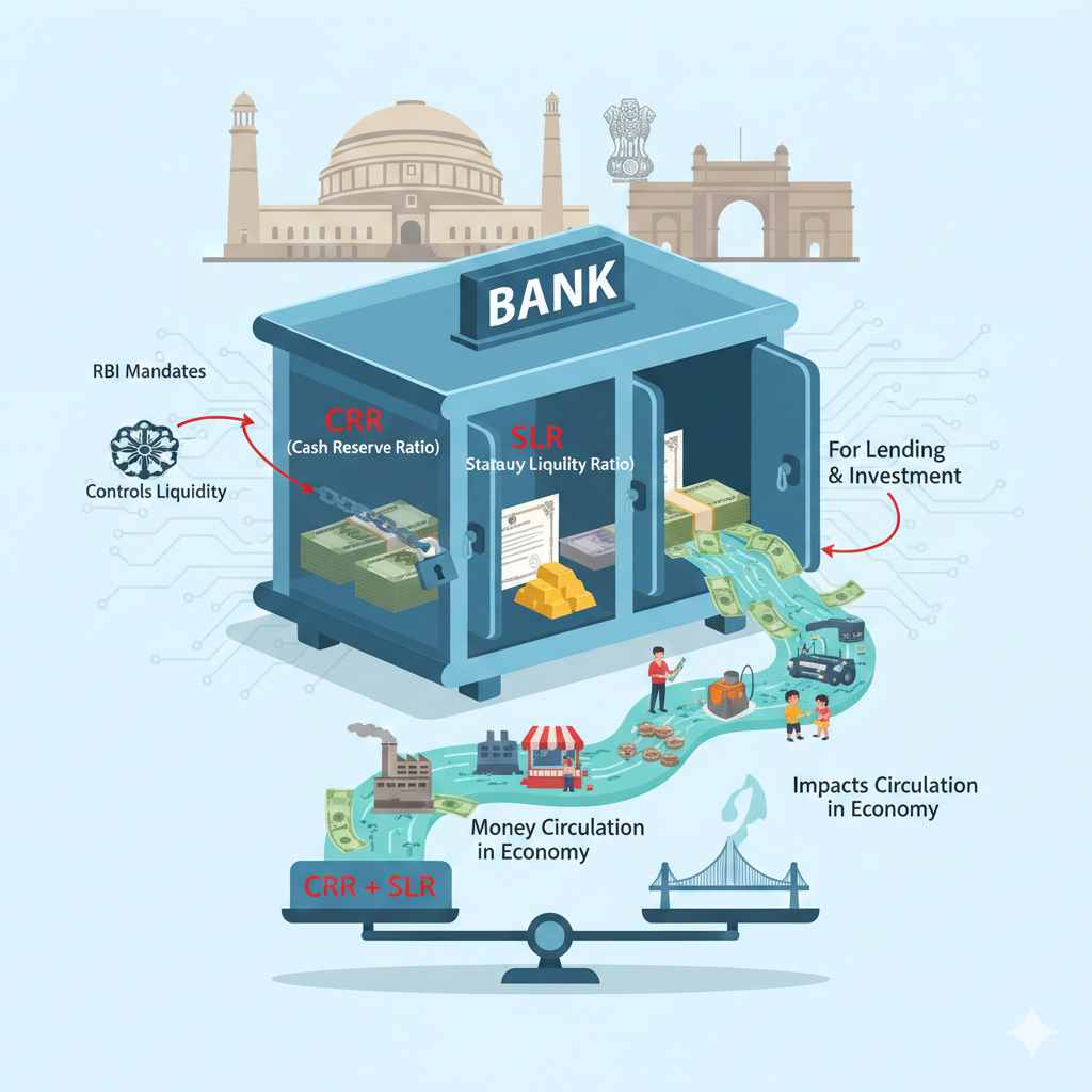 CRR आणि SLR = पैशाच्या अभिसरणावर होणारा परिणाम