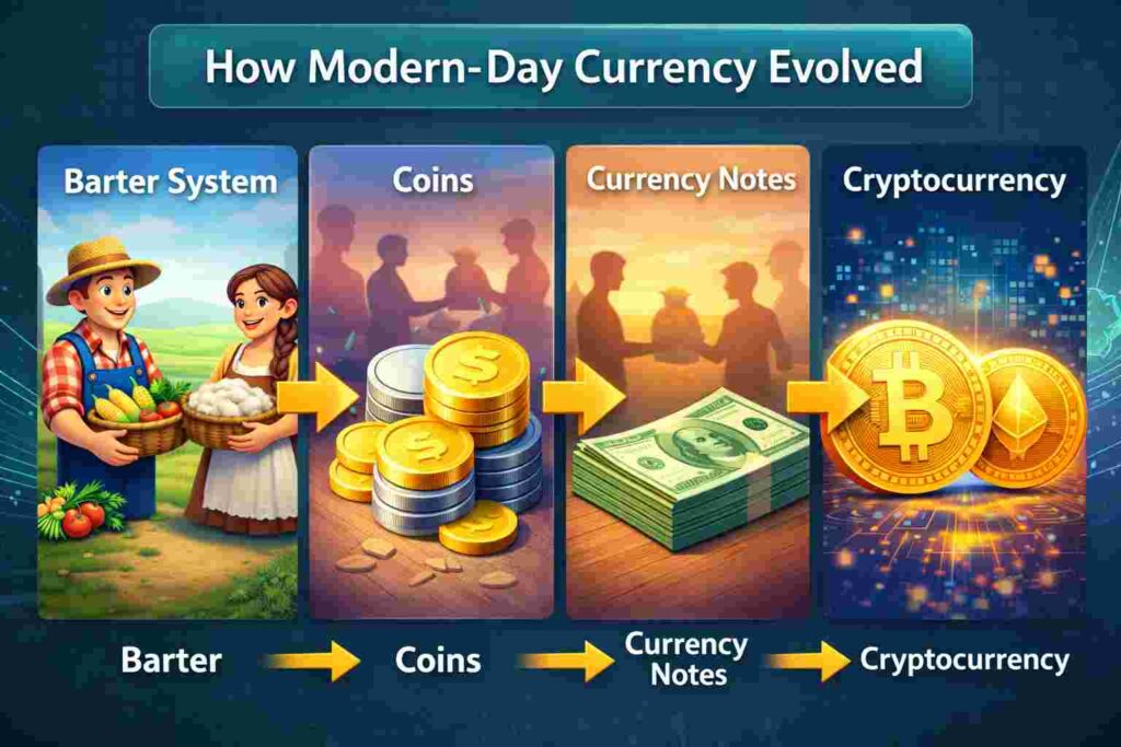 अर्थव्यवस्थेच्या विकासाचे टप्पे - पैशाची उत्क्रांती स्पष्ट केली