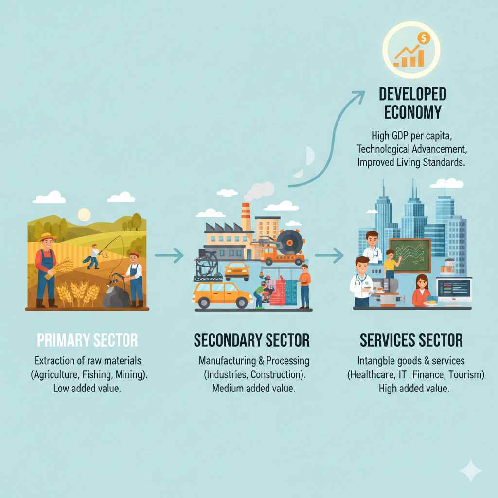 अर्थव्यवस्थेच्या विकासाचे टप्पे 